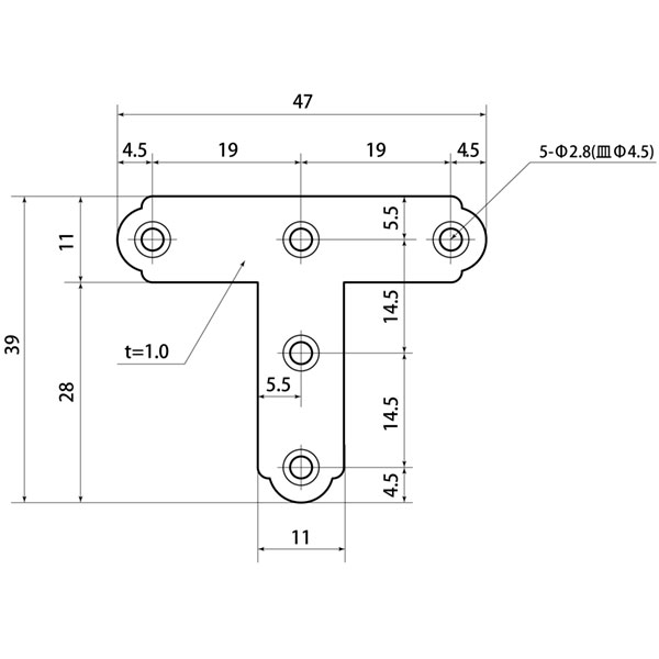 ユニクロ隅金 T型 ML301 46MM