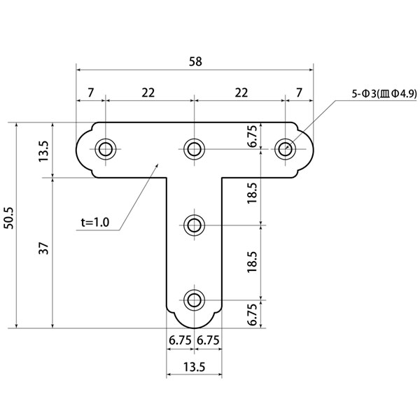 ユニクロ隅金 T型 ML302 57MM